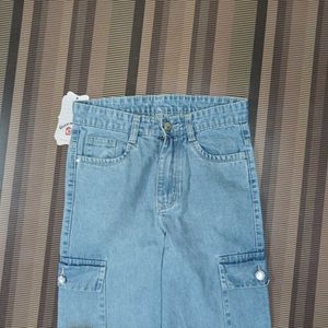 Z-14 Size 28 Cargo Straight Women Denim Jeans