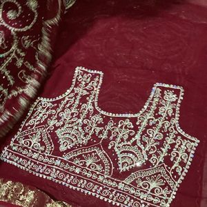 PURE GEORGETTE RED WEDDING SAREE