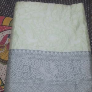 Pista green Gray saree