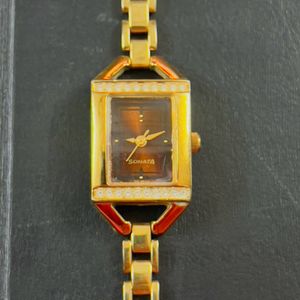 Sonata Golden Watch With Metal Chain Strap