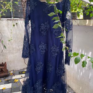 Navy Blue Medium Size Net kurta