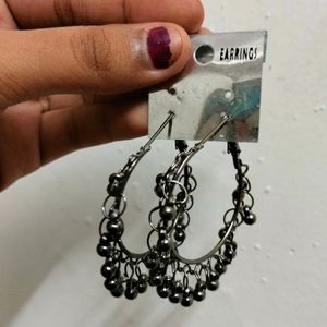 Brand New Black Oxidised Hoop Earrings