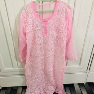 Pink Chikankari Kurta