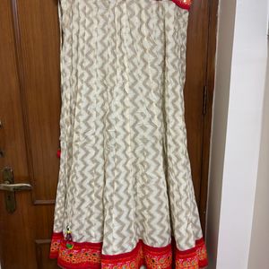 Embroidered Mirror Work Patch Border Ethnic Skirt