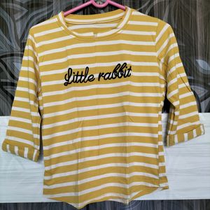 Yellow White Stripes Top