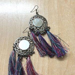 Oxidised Silver Tassle Earrings