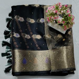 Organza Surwaski With Ston Work Saree