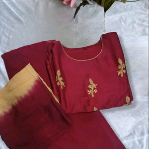 Kurti Skirt Full Set With Shaded Dupatta