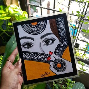 Handmade Drawing Of Girl In Niqab Laminate