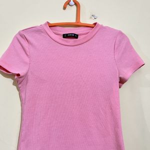 Pink SHEIN Ribbed Top