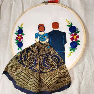 Couples Embroidered Wooden Hoop