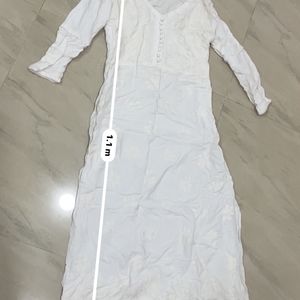 White Chikankari Long Kurta