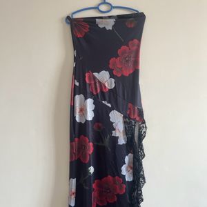 Newme Asia Tube Maxi Bodycon Black Floral Dress