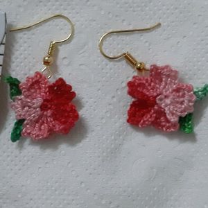 Crochet Little earrings Pink,blue N Yellow