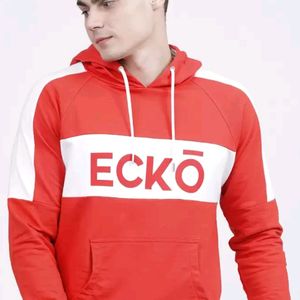 Ecko Unltd Men Red Printed Hooded Sweatshirt