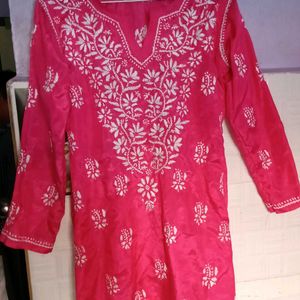 Pink Lucknowing Kurti With Hand Embroidery🎀