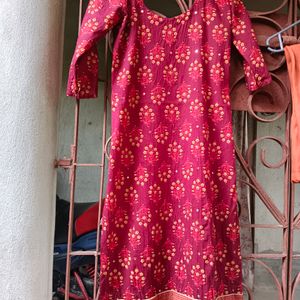 Beautiful Cotton Kurta With Churidar And Dupatta🤎