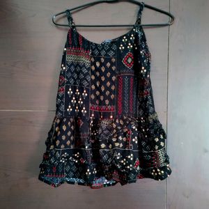 Ethnic Black Sleeveless Top