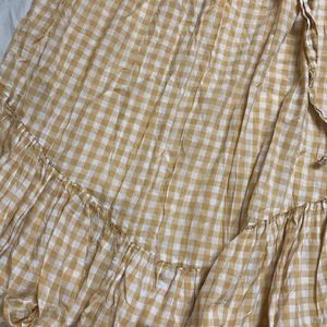 Gingham print Skirt (Yellow)