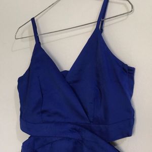 Navy Blue Satin Dress