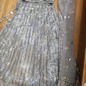 Silver Sequence Lehnga