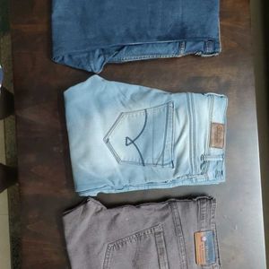 3 Casual Jeans Set (Light Blue, Brown, Dark Blue)