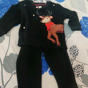 Black Colour Winter Wear Dress For 3-4 Years Kids