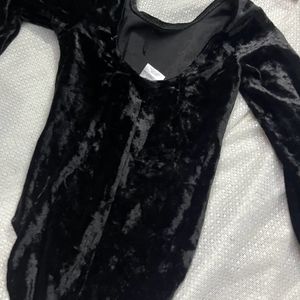 H&M Style Black Velvet Bodysuit