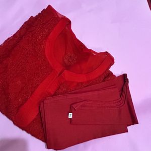 Red Chikenkari Kurta❣️