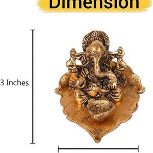 DIWALI GIFT Collectible India Ganesh Idol On Leaf