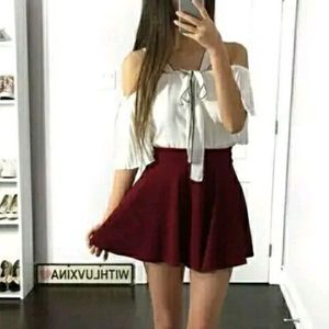 Women Mini Skirt Maroon