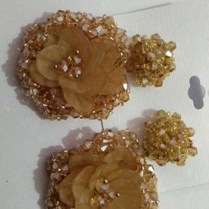 Golden Big Flower Earrings