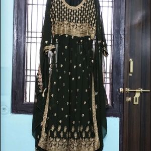 New Olive Heavy Party Wear Embroidered Kurta Set