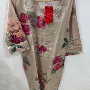 W Brand Floral Print Beige Kurta