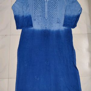 Denim Chickankari Kurti