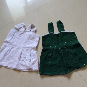 New Born Baby chikenkari  Frock