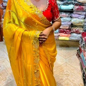 Beautiful yellow saree