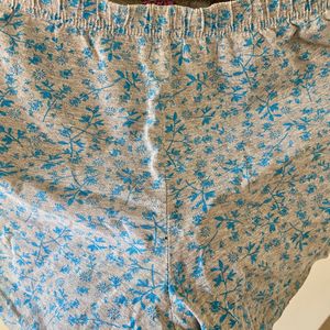 Grey/blue Printed Cotton Shorts