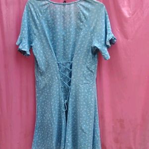 Rio Sky Blue Floral Shirt Dress For Women