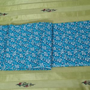 Turquoise blue printed cotton fabric