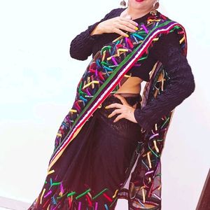 Beautiful Black Net Sari Used Once N Marriage Blou