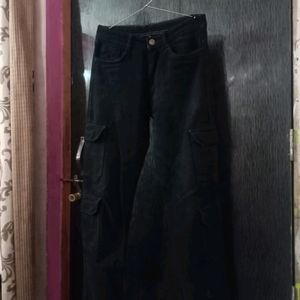 8 Pockets Black Baggy Pant Waist 30