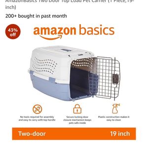 AmazonBasics Two Door Top Load Pet Carrier Crate