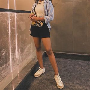 Zara Black Shorts With Belt Strap