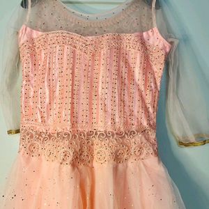 Soft Net Gown With Long Shrug