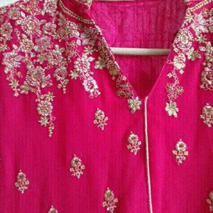 Rose Pink Worked Ethnic Gown