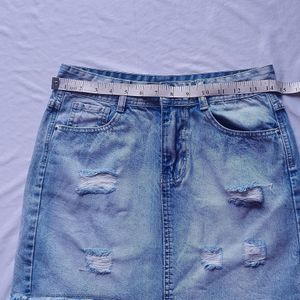 Blue Denim Fancy Short Skirt