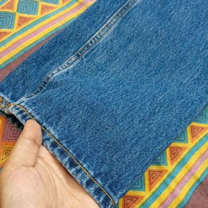 High Waist Straight Fit Blue Jeans