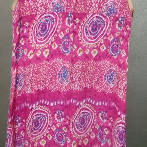 Pink Kurti With Shrug