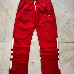 ADIDAS ORIGINALS RED BIG TREFOIL TRACKPANTS